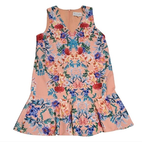 Keepsake The Label Anthropologie V Neck Sleeveless Floral Dress XS Petite Peach - Picture 5 of 14